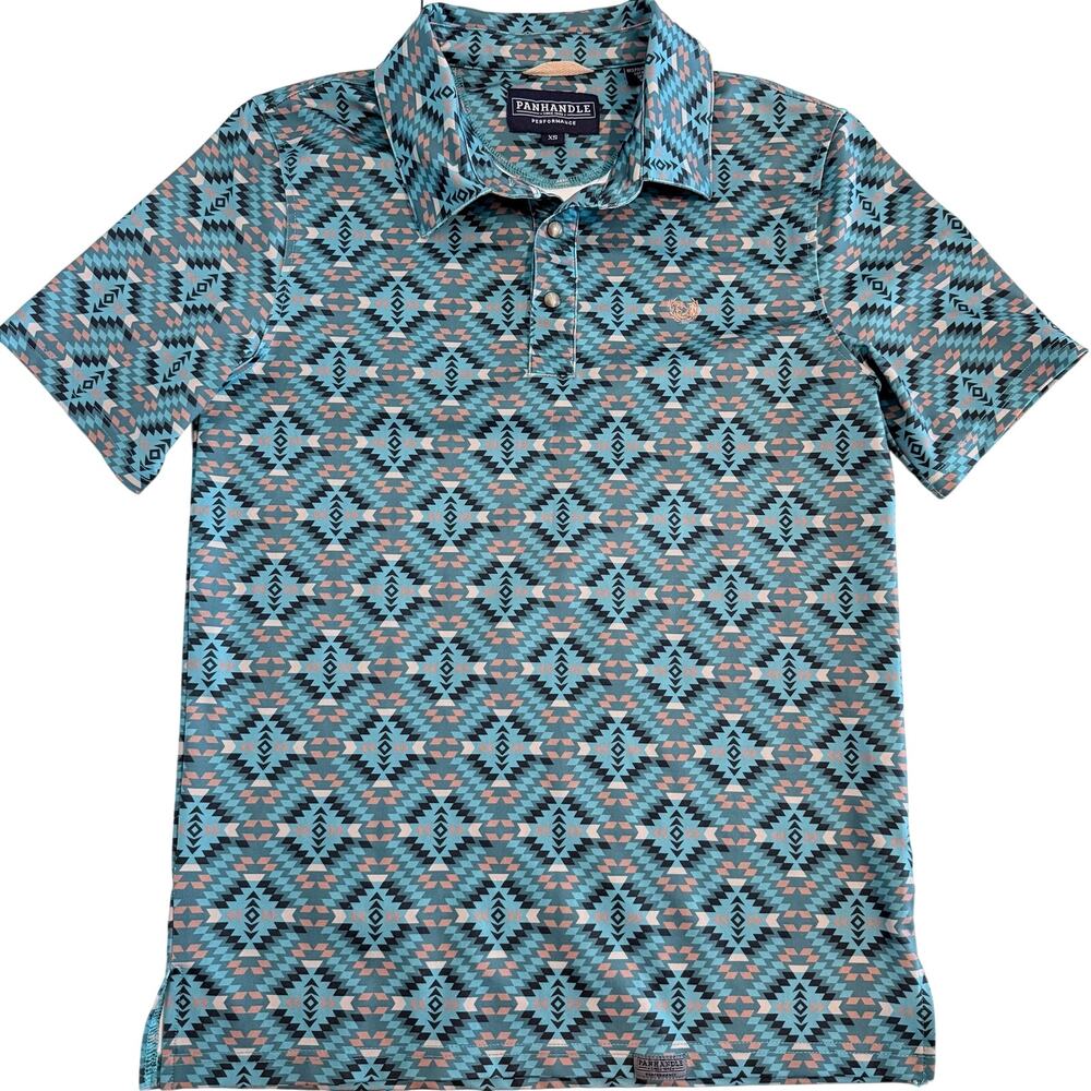 Panhandle Performance Men's Polo Shirt XS Southwestern Aztec Print Western Golf